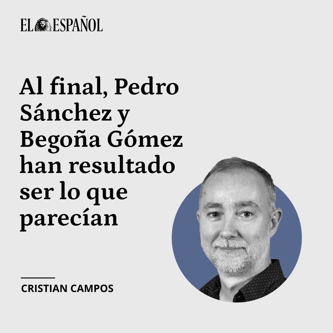#ElPandemonium |  Al final, Pedro Sánchez y Begoña Gómez han resultado ser exactamente lo que parecían: la hija y el yerno de un empresario de saunas, sin mayor talento, conocimiento o valía propia

✍️La #opinión de <a href="/crpandemonium/">Cristian Campos</a> 

📲dozz.es/ednb1
