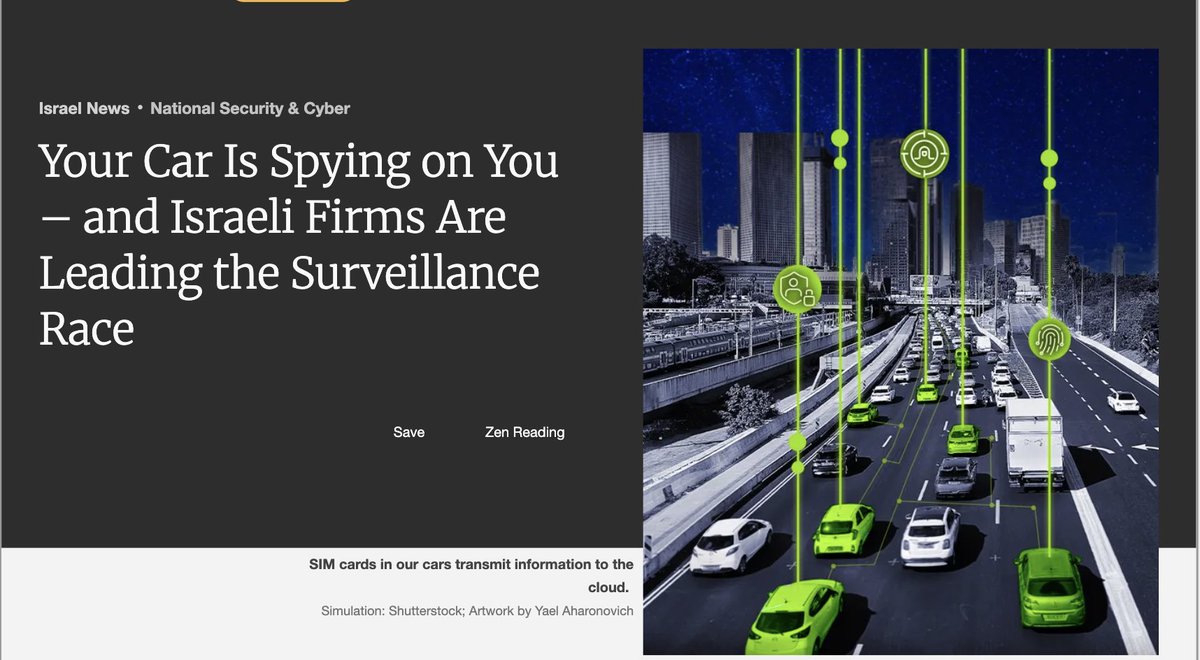 A Haaretz investigation says Israeli cyber firms are turning cars into intelligence tools in a growing field called CARINT. 

Companies can track vehicles in real time, cross-reference SIM, GPS and camera data, and in some cases even hack multimedia systems to access microphones