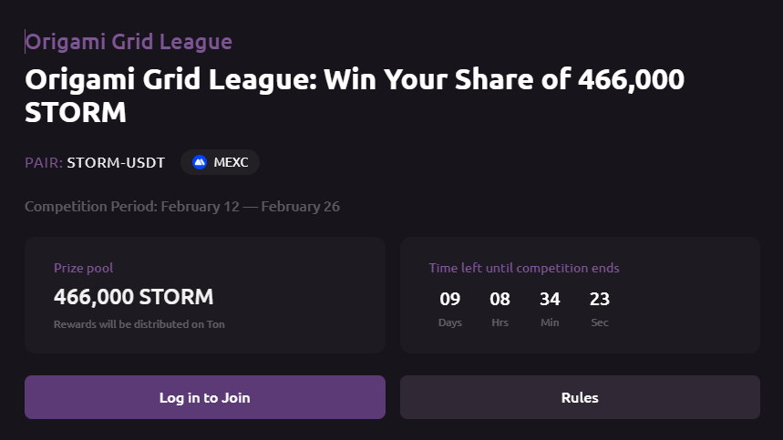 Why try an Origami Tech competition? Because they prioritize fair mechanics and real users over bot noise.🤖❌

The Origami Grid League is live with a massive 466,000 $STORM prize pool! ⛈️ Experience a league built on transparent tech and competitive fun.

app.origami.tech/competitions/1…