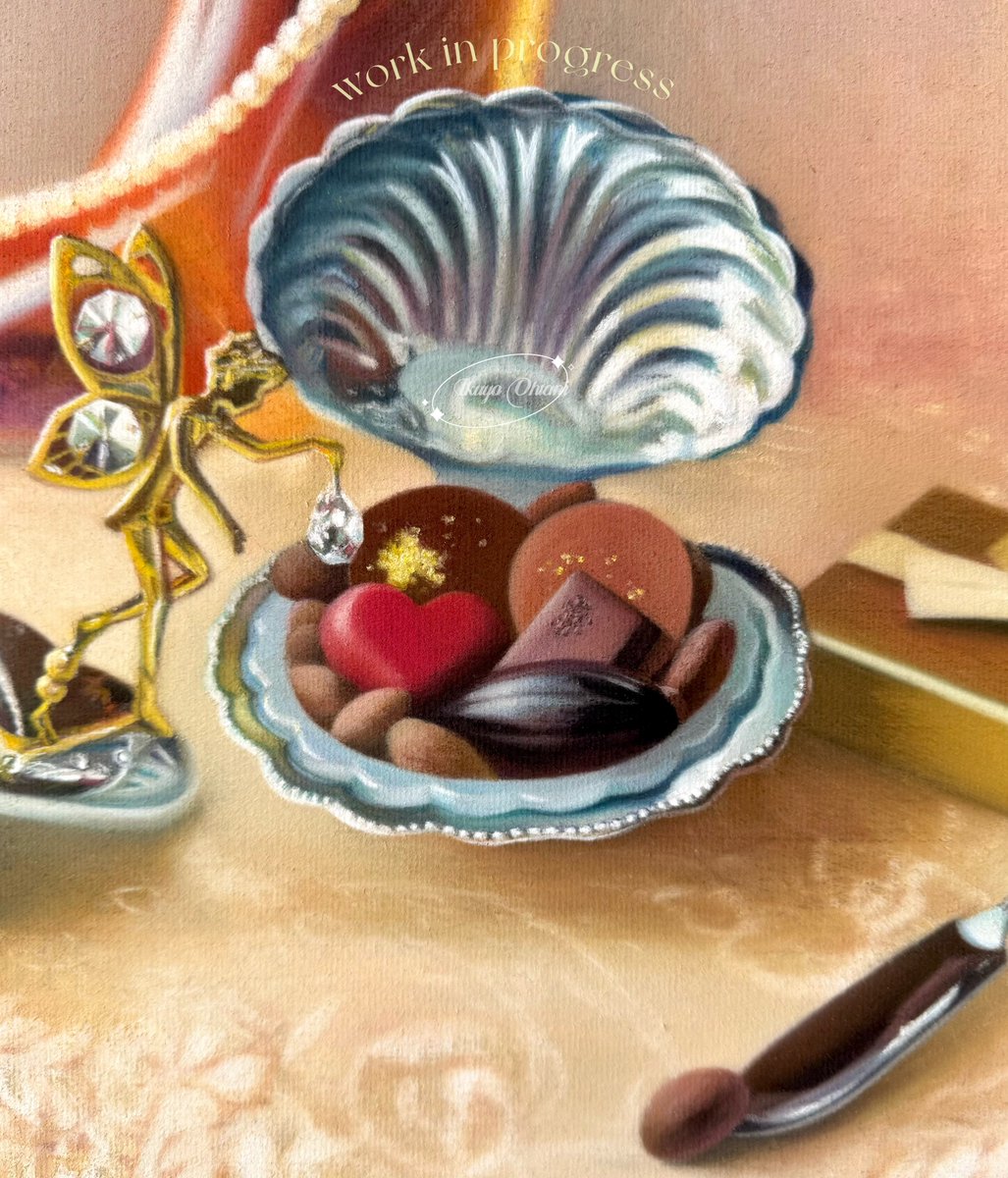 チョコのバリエーションが描き分けられてきました✨描いていると口に味