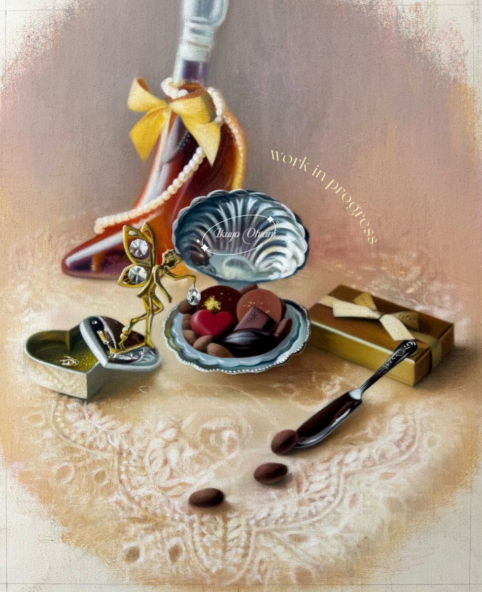 チョコのバリエーションが描き分けられてきました✨描いていると口に味