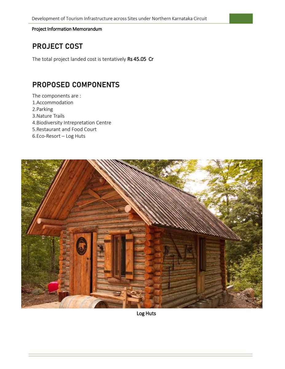 Good one 👏👏

Tender called for - Development and Operation of Eco Resort and Tourism Facilities near Zoological Park at Hampi, Vijayanagara

Tentative project Cost- 45.05cr
