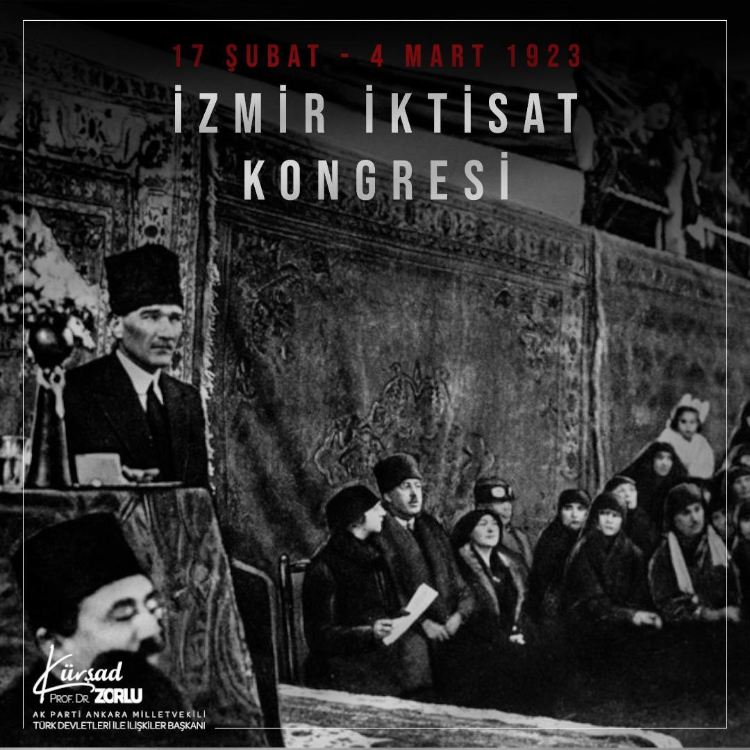 📜İzmir İktisat Kongresi (17 Şubat – 4 Mart 1923)

Milletimizin siyasi bağımsızlığını ekonomik bağımsızlıkla taçlandırma kararlılığının bir ifadesidir.

Gazi Mustafa Kemal Atatürk’ün öncülüğünde toplanan bu kongre, “tam bağımsız Türkiye” idealinin ekonomik temellerini atmış;