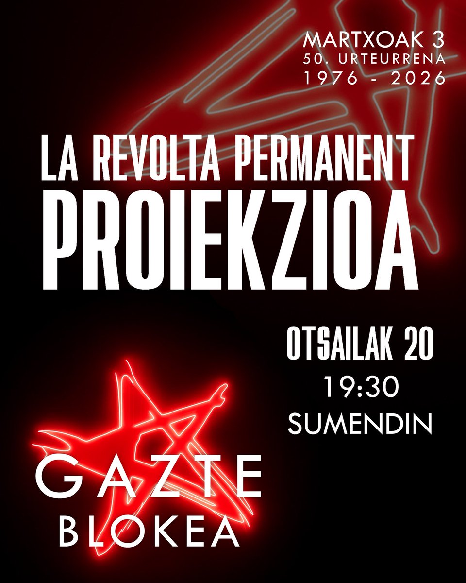 GaztebM3's tweet photo. Ostiral honetan, Gazte Blokeko asanblada ostean, La Revolta Permanent dokumentalaren proiekzioa egingo dugu Sumendin.

Animatu eta zatoz egitaraura! https://t.co/BR33nZxsXO