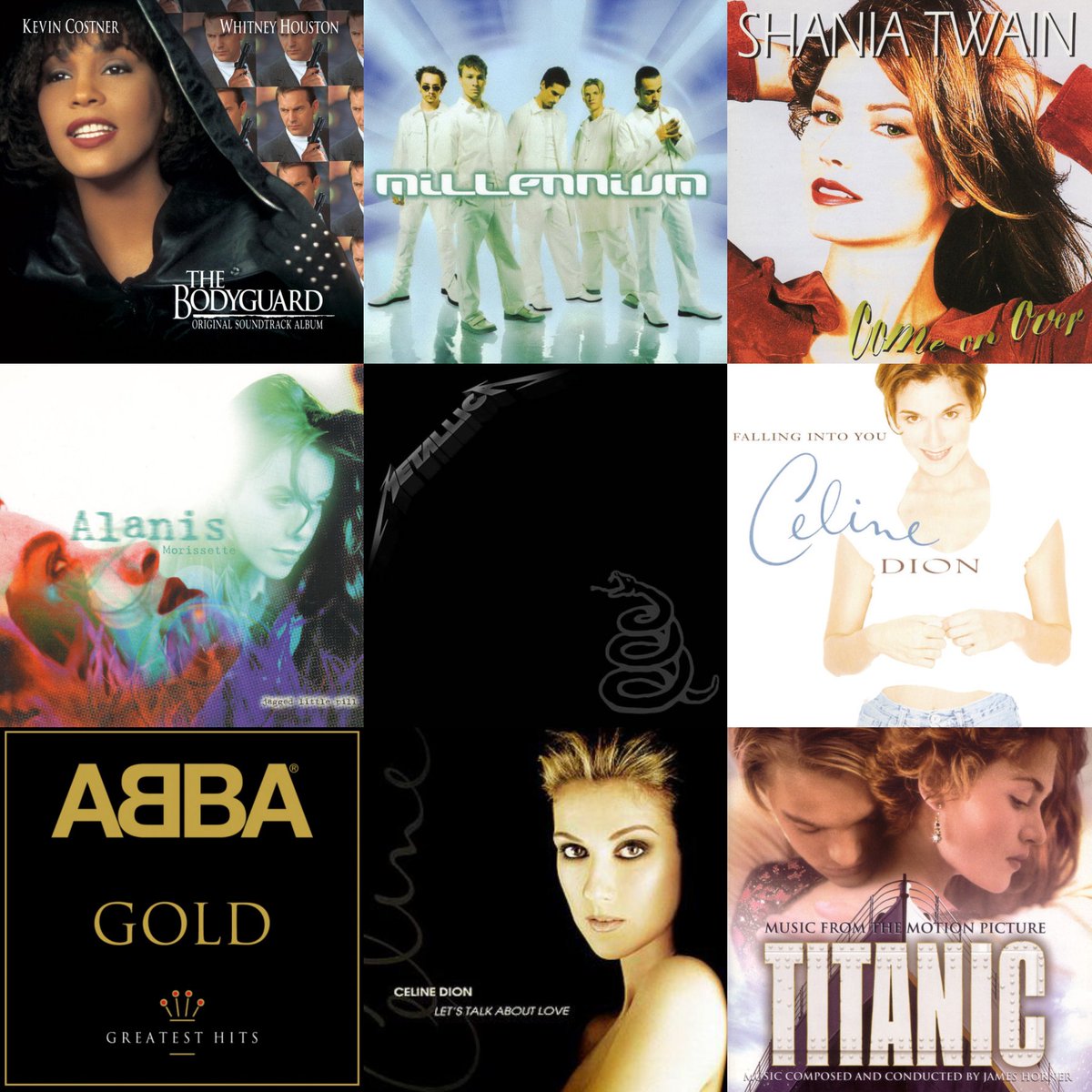 Best-selling albums of the 1990s. - the list is bookended by