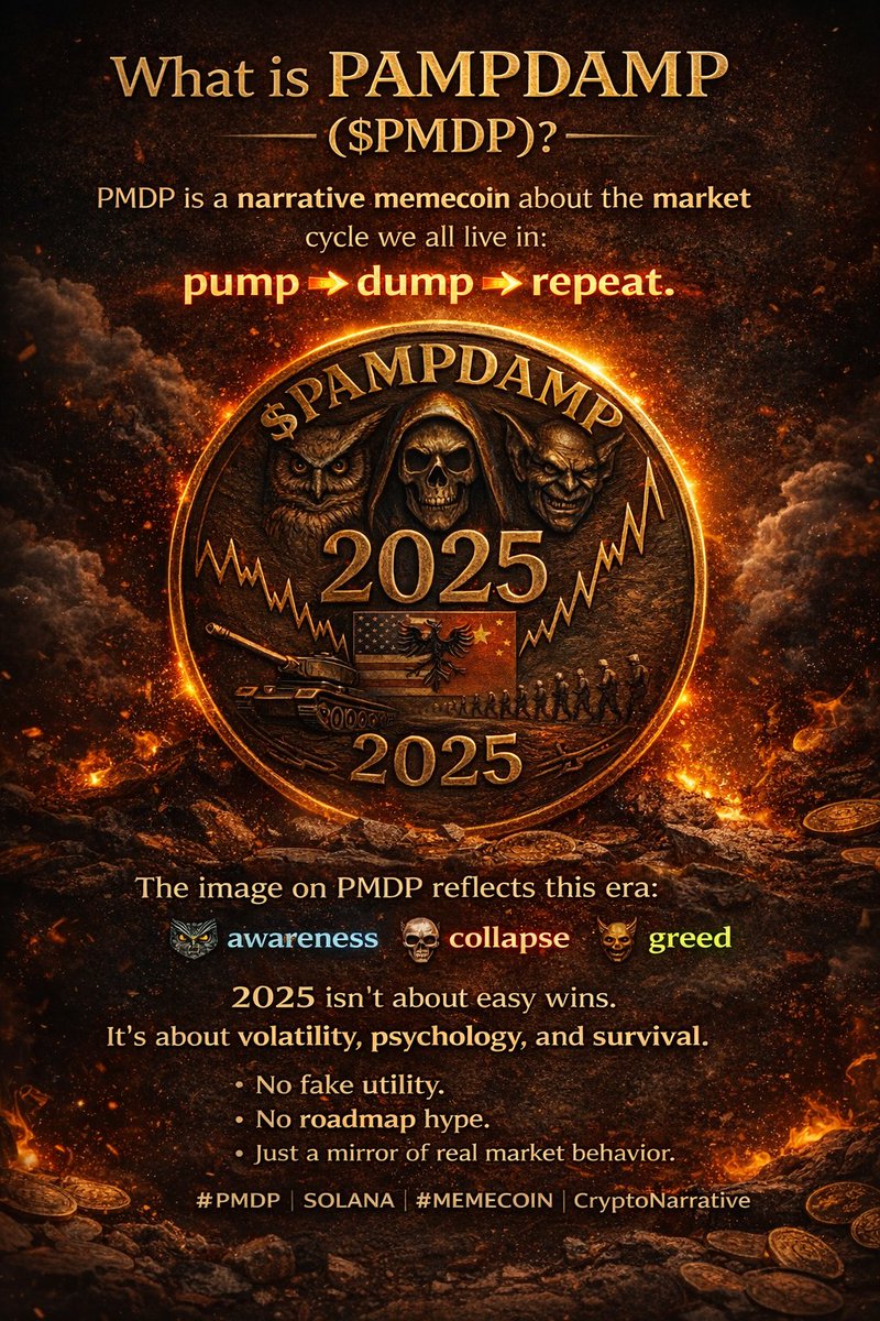 PMDP2025's tweet photo. $PMDP = PAMPDAMP
Pump → Dump → Repeat.
A memecoin about real market psychology.
No utility. No hype. Just truth.
CA: 9RfGqDn7ccxhZGtKUGm2yNnWdEp7CpJspbCsGdNfpump
TG: https://t.co/jZxr7EY2K0

#PMDP #Solana #Memecoin #Memecoin #CryptoNarrative https://t.co/HFrStz7cZ7