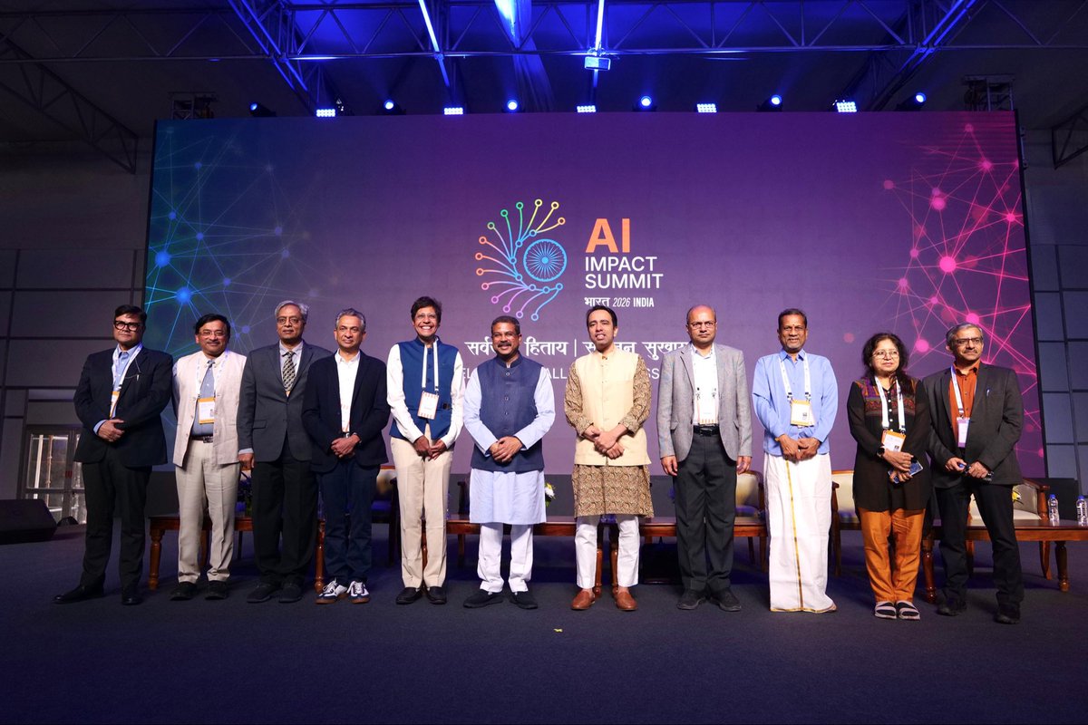 jayantrld's tweet photo. Insightful deliberations at #IndiaAIImpactSummit2026 during the Ministry of Education session on “Pushing the Frontier of AI in India.”

In the presence of Hon’ble Education Minister @dpradhanbjp, eminent personalities from academia and industry discussed a structured integration of AI across education, spanning foundational learning, skilling, research, and global leadership, aligned with the Viksit Bharat 2047 vision.

Also visited the @EduMinOfIndia and @MSDESkillIndia pavilions, which showcased practical, scalable and India first AI solutions translating policy vision into on-ground impact.

#AIforEducation #ViksitBharat #FutureOfLearning #IndiaAI