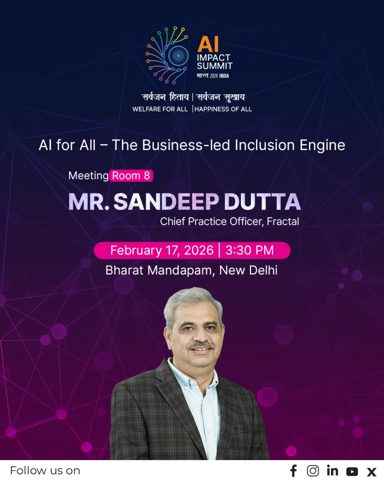 fractalai's tweet photo. Join Sandeep Dutta today, as he participates in the panel discussion at the India AI Impact Summit 2026, where the session on 𝐀𝐈 𝐟𝐨𝐫 𝐀𝐥𝐥 – 𝐓𝐡𝐞 𝐁𝐮𝐬𝐢𝐧𝐞𝐬𝐬-𝐥𝐞𝐝 𝐈𝐧𝐜𝐥𝐮𝐬𝐢𝐨𝐧 𝐄𝐧𝐠𝐢𝐧𝐞, will examine how AI-driven business models can be designed to uplift communities, expand access to essential services, and create equitable opportunities, while remaining commercially viable

The discussion will cover:
🔸 𝐒𝐨𝐜𝐢𝐚𝐥 𝐄𝐦𝐩𝐨𝐰𝐞𝐫𝐦𝐞𝐧𝐭 𝐭𝐡𝐫𝐨𝐮𝐠𝐡 𝐌𝐚𝐫𝐤𝐞𝐭 𝐏𝐮𝐥𝐥: How business-driven AI (e.g., credit scoring for the unbanked or AI-led crop advisory for farmers) creates a sustainable loop of social impact.
🔸 𝐅𝐫𝐨𝐦 𝐏𝐢𝐥𝐨𝐭𝐬 𝐭𝐨 𝐏𝐫𝐨𝐟𝐢𝐭: Moving the conversation from "AI hype" to "AI ROI" for small businesses, focusing on efficiency, cost reduction, and market expansion.
🔸 𝐃𝐏𝐈 𝐚𝐬 𝐭𝐡𝐞 𝐆𝐫𝐞𝐚𝐭 𝐄𝐪𝐮𝐚𝐥𝐢𝐳𝐞𝐫: Discuss how India Stack (Aadhaar, UPI, ONDC) can serve as the data backbone for AI. For instance, how ONDC democratizes data access for SMEs to compete with e-commerce giants.
🔸 The Cloud as a Utility: Treating cloud and compute resources not just as IT costs, but as essential infrastructure like electricity, enabling startups to scale without heavy upfront Capex.

If you’re wondering how AI can be both commercially grounded and socially transformative, this is a conversation worth being part of.

𝐈𝐧𝐝𝐢𝐚 𝐀𝐈 𝐈𝐦𝐩𝐚𝐜𝐭 𝐒𝐮𝐦𝐦𝐢𝐭 𝟐𝟎𝟐𝟔

🔸 February 17, 2026
🔸 3:30 PM – 4:25 PM
🔸 Meeting Room 8, Bharat Mandapam, New Delhi

See you there!

#AIImpactSummit2026 #AIForAll

[Image description : Poster announcing Sandeep Dutta speaking at the AI Impact Summit in New Delhi.]