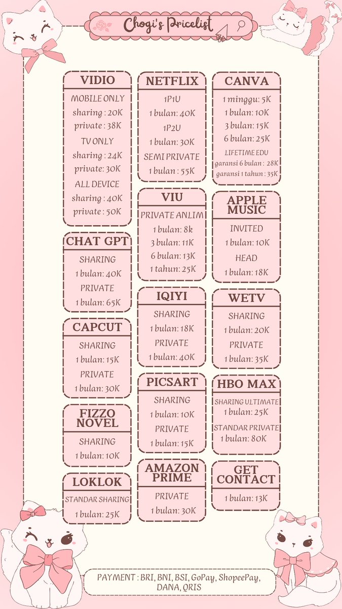 ˚⋆𐙚。Chogi Store || ready netflix, canva, viu, dll tweet media