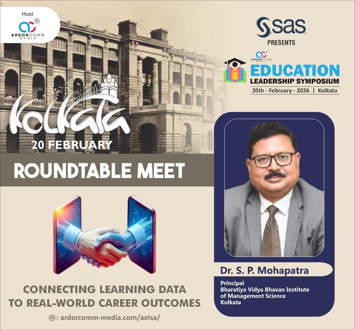 ardorcomm's tweet photo. We are proud to welcome Dr. S. P. Mohapatra, Principal, Bharatiya Vidya Bhavan Institute of Management Science, Kolkata as distinguished speakers at the  ArdorComm ELS 2026.

More: https://t.co/958odGcbe8

#ArdorCommMedia #EducationSymposium2026 #FutureReady #LearningToEarning https://t.co/etFNvUTHx9