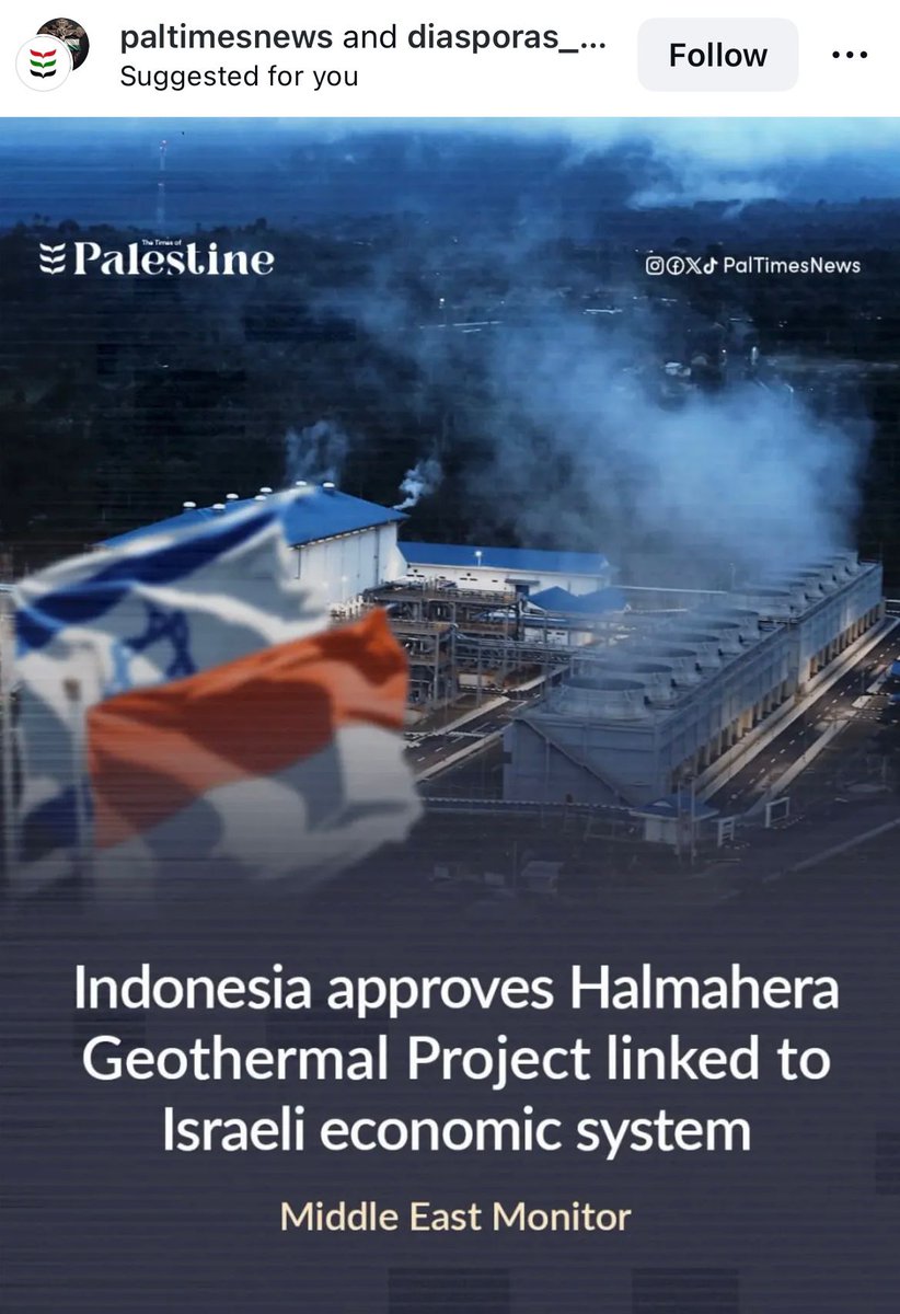 Hasil Indonesia gabung Board of Piece (BOP) adalah pemberian izin perusahaan geothermal Israel di Halmahera. Dosanya double: bekerjasama dgn zionis &amp; sekaligus merusak lingkungan. Biadab nggak sih!!!