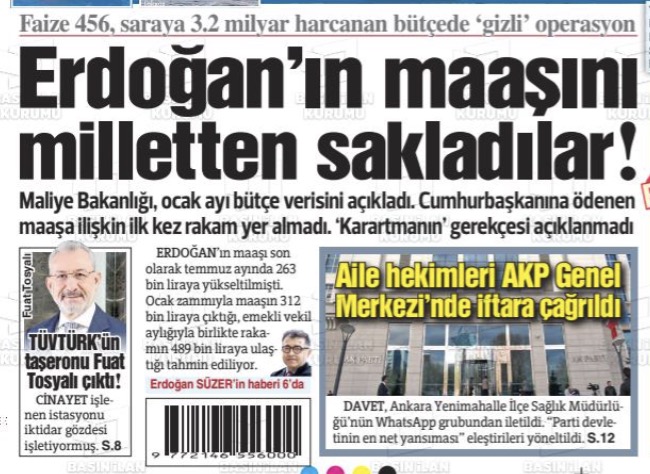 Dilek İmamoğlu'nun danışmanının aylık maaşı 340 bin TL idi. Murat Ongun'un sadece oturduğu villanın aylık kirası 350 bin TL idi. 2025'te 450 bin TL oldu. 2026 Mart ayında da 600 bin TL olacak..
Bu çerçevede Sözcü ekibine sorayım, Cumhurbaşkanı Tayyip Erdoğan'ın maaşının bunlardan