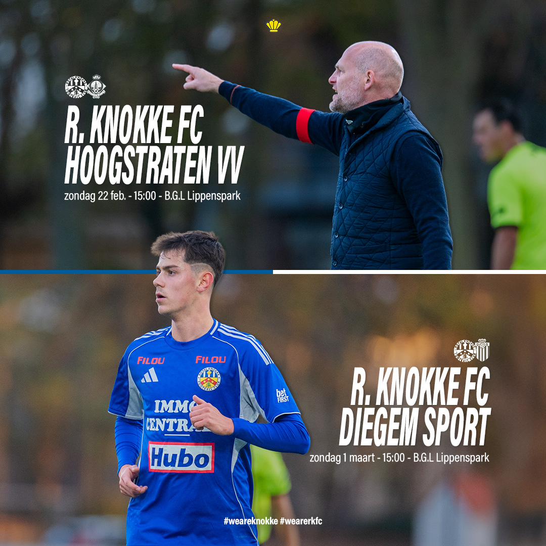 𝗕𝗮𝗰𝗸-𝘁𝗼-𝗯𝗮𝗰𝗸 𝗶𝗻 𝗵𝗲𝘁 𝗕𝗚𝗟𝗟𝗣! 💙🤍

De komende twee weken spelen we in eigen huis!🏰

Tickets kun je online kopen of op wedstrijddagen aan het loket! Voor beide wedstrijden is ook een businesslunch, schrijf je snel in via de website!😋

#weareknokke #wearerkfc