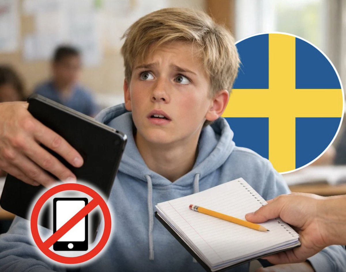 📝🇸🇪FLASH – Les écoles en Suède abandonnent les écrans et l’enseignement numérique pour revenir à l’enseignement traditionnel : 
apprendre avec des livres et écrire à la main avec un crayon et du papier.