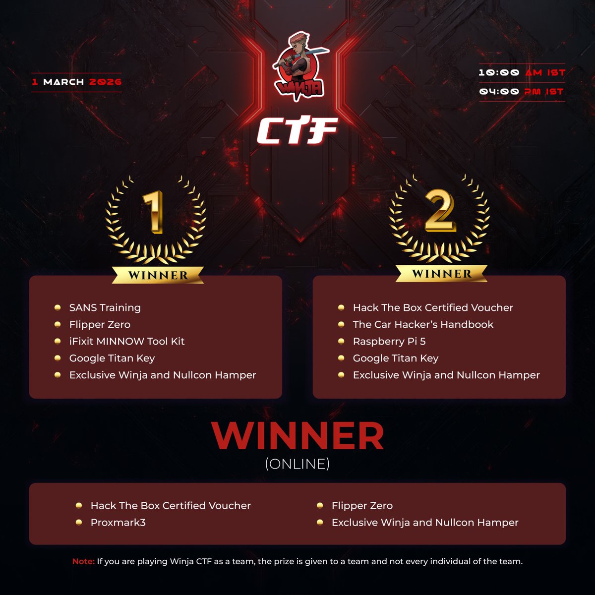 📊 DefinitelyNotEvilCorp proudly reports zero vulnerabilities

🏆 You’re invited at #NullconGoa2026 to prove that statistic is incorrect at #WinjaCTF. Capture flags, expose the “not evil” empire &amp; unlock prizes so good they should require board approval

👉nullcon.net/goa-2026/ctf
