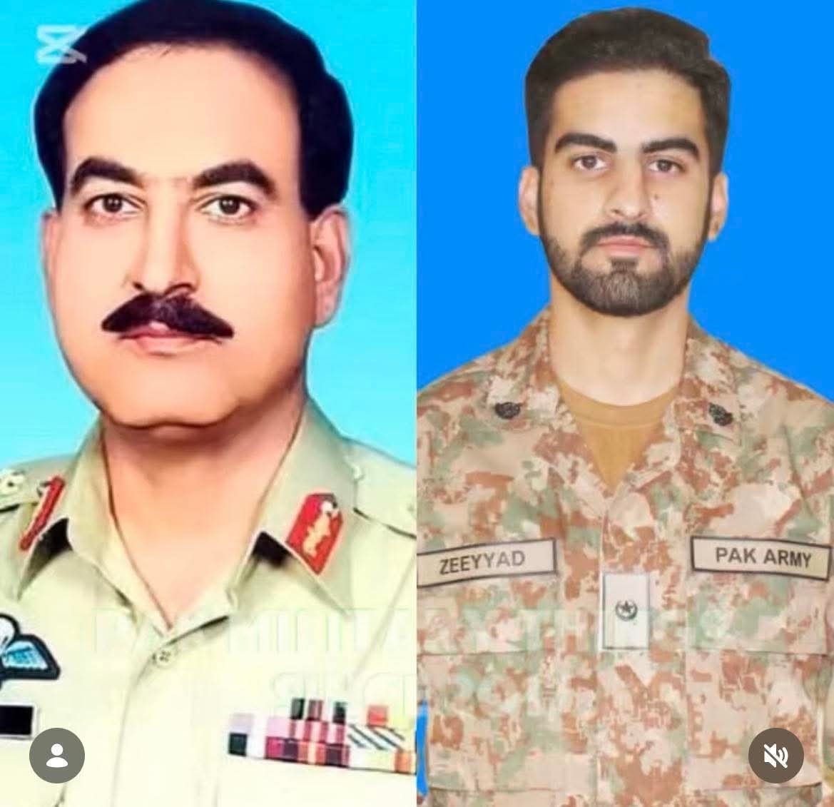 baloch89510's tweet photo. بائیں جانب بریگیڈیئر محمد سلیم شہید (سابق 4 اے کے / کمانڈنگ آفیسر 41 اے کے) ہیں، جنہوں نے 2005 میں جامِ شہادت نوش کیا۔
بیس سال بعد اُن کے صاحبزادے میجر زیّاد سلیم اوّل (سابق 130 ایل سی / 41 اے کے) نے بھی اپنے والد کے نقشِ قدم پر چلتے ہوئے وطنِ عزیز کی خاطر جامِ شہادت نوش کیا۔
جولائی 2025 میں میجر زیّاد نے 30 جوانوں کی قیادت کرتے ہوئے بی ایل اے کے دہشت گردوں کے خلاف ایک آپریشن کی سربراہی کی۔ اس کارروائی کے دوران انہوں نے بے شمار جانیں بچائیں اور کم از کم 3 دہشت گردوں کو ہلاک کیا۔ شدید زخمی ہونے کے باوجود انہوں نے اپنے جوانوں کو اپنی حالت سے بے خبر رکھا اور آخری لمحے تک کمانڈ کرتے رہے۔
وہ 23 جولائی 2025 کو شام 7 بج کر 25 منٹ پر شہید ہوئے۔ اپنے آخری لمحات میں انہوں نے کلمۂ طیبہ کا ورد کیا اور اللہ تعالیٰ سے مغفرت طلب کی، جس کی گواہی ان کے ایک ساتھی نے دی۔
اللہ تعالیٰ دونوں باپ بیٹے کے درجات بلند فرمائے اور انہیں جنت الفردوس میں اعلیٰ مقام عطا فرمائے۔ آمین۔ 🇵🇰

#pakmilitarycorner