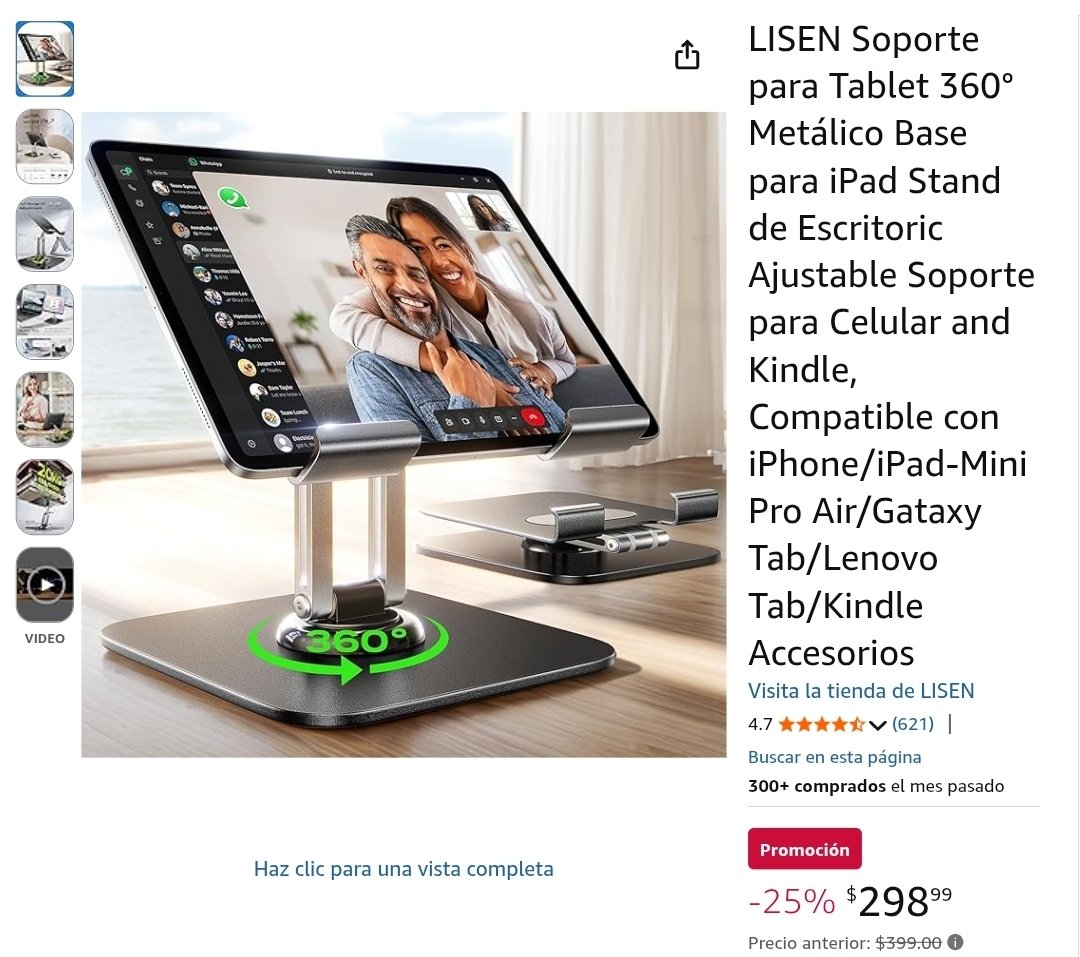 Amazon: LISEN Soporte para Tablet 360° - Base Metálica

$229 aplicando el cupón 7Q8M5XSO

amzn.to/4jcUBRE