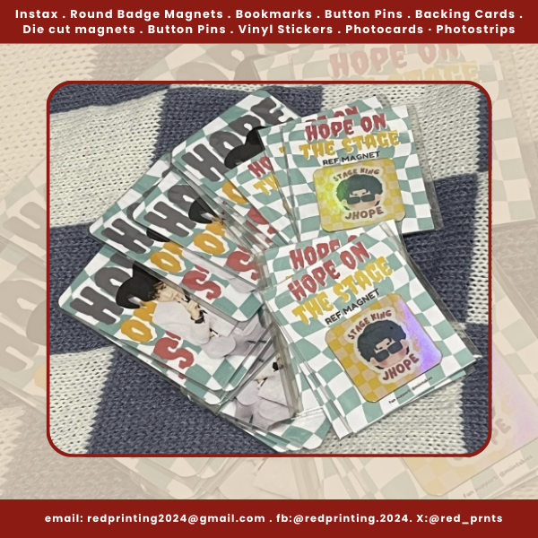 red_prnts's tweet photo. ⌗ custom prints 

♡ Photocards and mini ref magnet ♡

➜ #PrintedByRed

🏷️wts, lfb, photocards, hand banner, stickers, bookmark, magnetic bookmark, polaroid, instax, cupsleeve, pvc cards, pvc id, button pins, badge magnet, ref magnet, bubble head, poster, flyer, die cut, bubble head, postcards, art print, photo print, photostrips, backing cards, chip bag, cse, cupsleeve, artprint