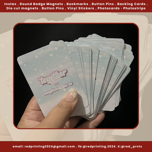 red_prnts's tweet photo. ⌗ custom prints 

♡ Photocards ♡

➜ #PrintedByRed

🏷️wts, lfb, photocards, hand banner, stickers, bookmark, magnetic bookmark, polaroid, instax, cupsleeve, pvc cards, pvc id, button pins, badge magnet, ref magnet, bubble head, poster, flyer, die cut, bubble head, postcards, art print, photo print, photostrips, backing cards, chip bag, cse, cupsleeve, artprint