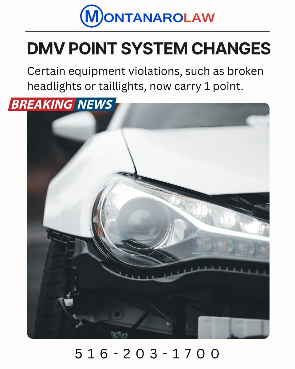 montanarolaw's tweet image. Learn what’s changed in the DMV point system. Access our free PDF at the link below. #MontanaroLaw #DMVUpdates #TrafficLaw #KnowYourRights #DrivingLaws #MotorVehicleLaw #LegalTips #DriverAwareness #PointSystem #DMVChanges #StayInformed

montanarolaw.com/dmv-point-syst…

(516)203-1700