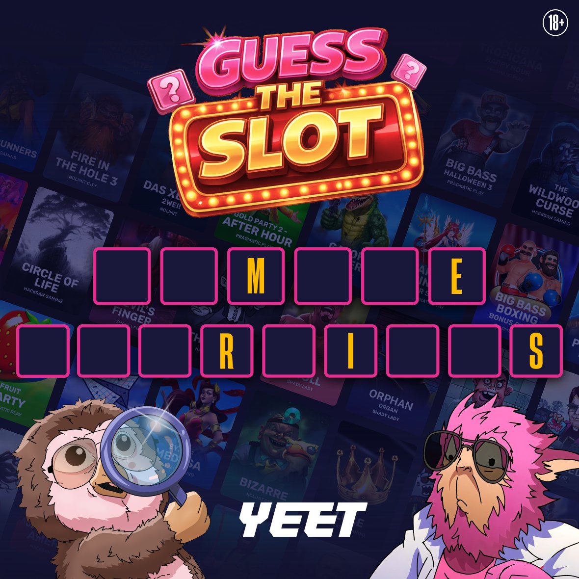 GUESS THE SLOT - $250 PRIZE POOL      

We are giving $50 to 5 random users who guess the answer correctly!      

- Follow @YEET, leave a like and repost   
- Comment with your answer + YEET ID   
- Follow our IG: instagram.com/yeetcasino     

Winners will be announced in the