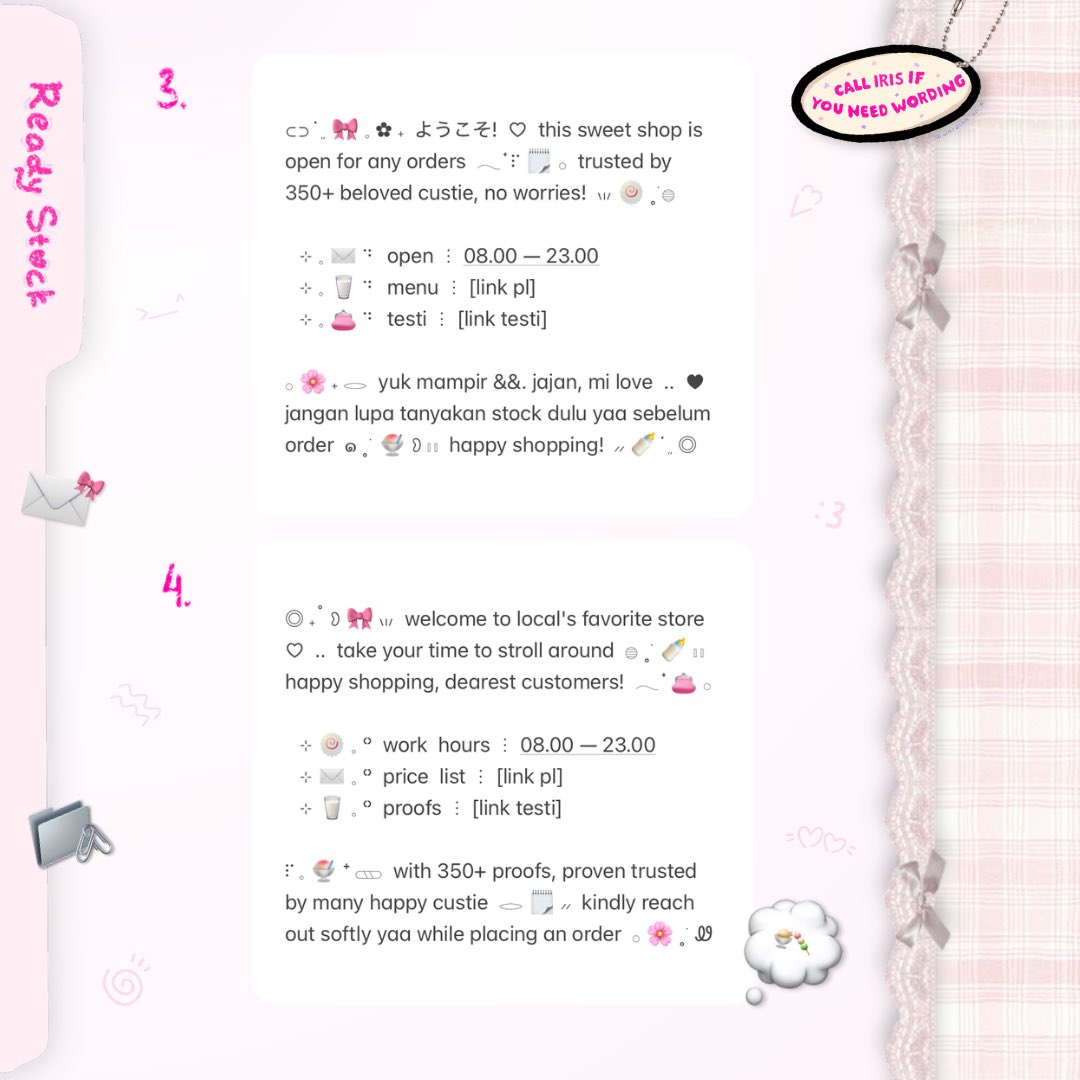 wordinh's tweet image. ⠀
tap repost juseyo, thx love!  ♡

🥛🌸  beep — beep!  🗒️  now ready to be purchased  ..  [ BIO WABIS WORDING ]  🎀  adopt now, only 5.500 coins @ each!  🍼  come check these babies out!  🍧

#zonauang rs ready stock deskripsi whatsapp bisnis