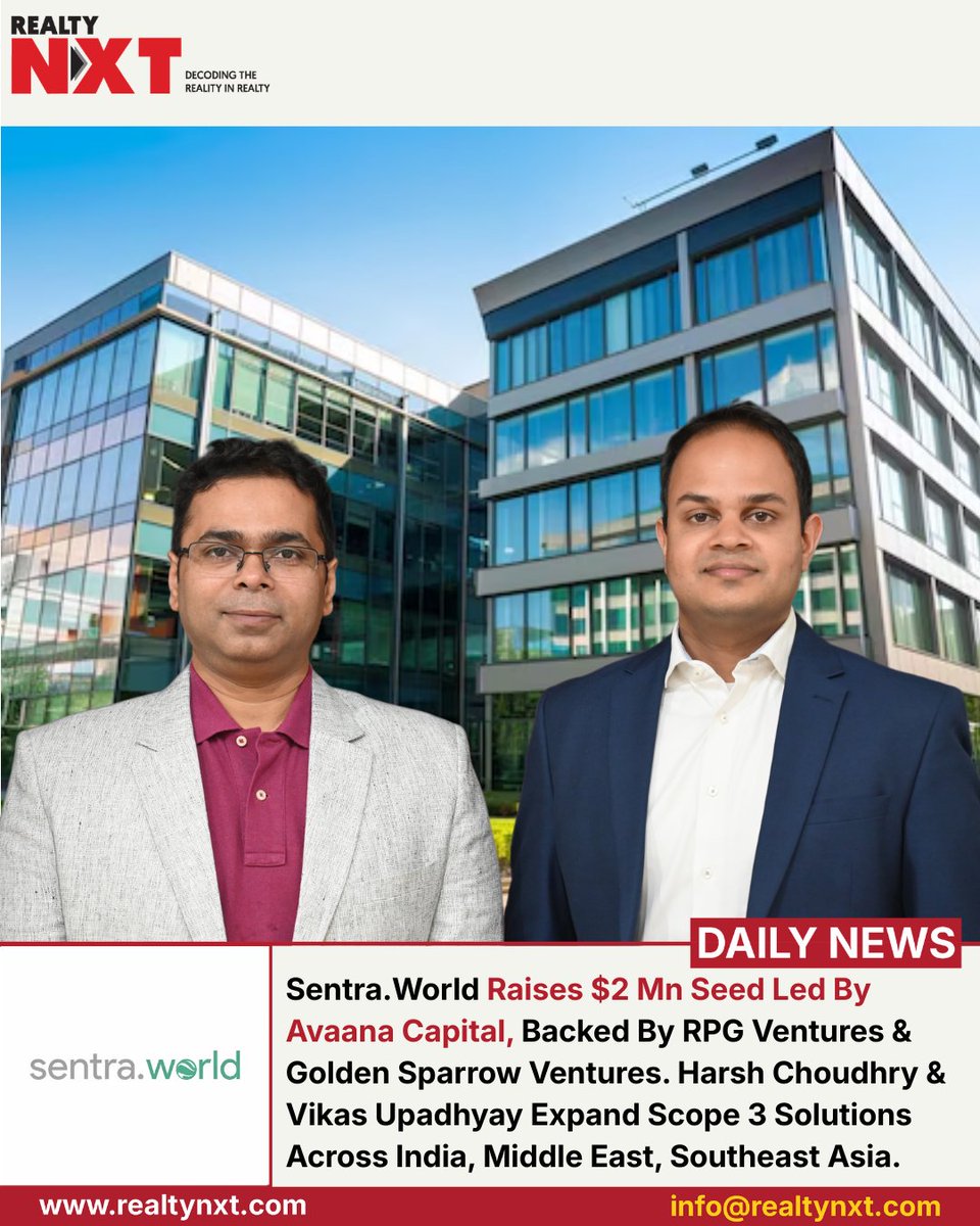RealtyNXT's tweet photo. #News | Sentra world secures $2 million seed funding led by Avaana Capital to expand Scope 3 solutions across India Middle East and Southeast Asia.

#RealtyNXT #ClimateFund #GreenTech #NetZero #CarbonCut #CleanBiz #EcoTrack #ImpactVC #GreenOps #TechForEarth https://t.co/OmJZvOpj52