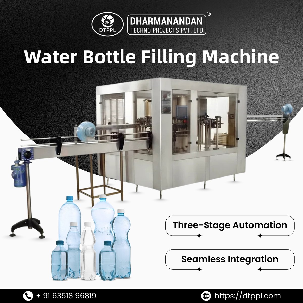 dtppl_india's tweet photo. DTPPL’s Water Bottle Filling Machine ensures clean filling, secure capping, and precise monitoring for efficient, hygienic bottling.

Visit: https://t.co/hDdj2Sn8rL

#DharmanandanTechnoProjectsPvtLtd #DTPPL #WaterBottleFillingMachine #BottleFillingMachine #AutomaticFillingMachine https://t.co/oZOzlBvs4j