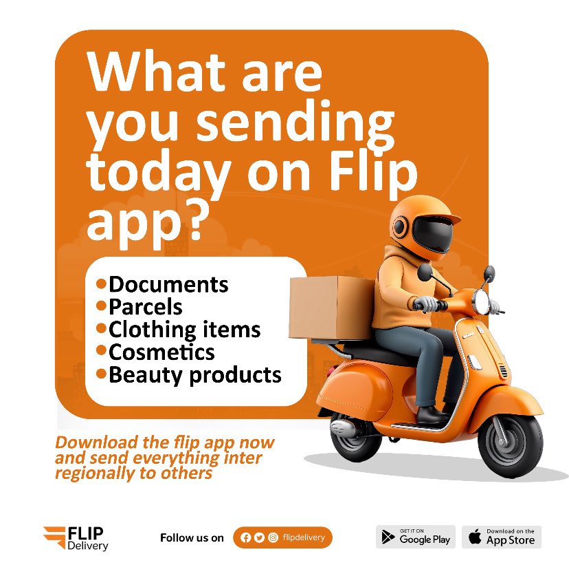 FlipDelivery's tweet photo. Need to move parcels, clothing items or important documents across regions? Flip Delivery makes it fast, simple and reliable. Download the app and send it today. 📦 https://t.co/BfjmLQxU87