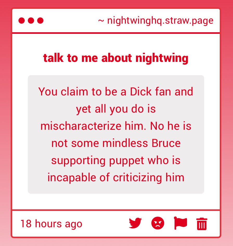 nightwingshq's tweet photo. #NEVERSAIDTHAT & Not my fault u can’t understand the nuances of how he interacts with bruce. he absolutely does criticize bruce and will do it to bruce’s face. however when it comes to other characters criticizing bruce, ESPECIALLY for things dick believes bruce would not do https://t.co/T0EXKiwfYe