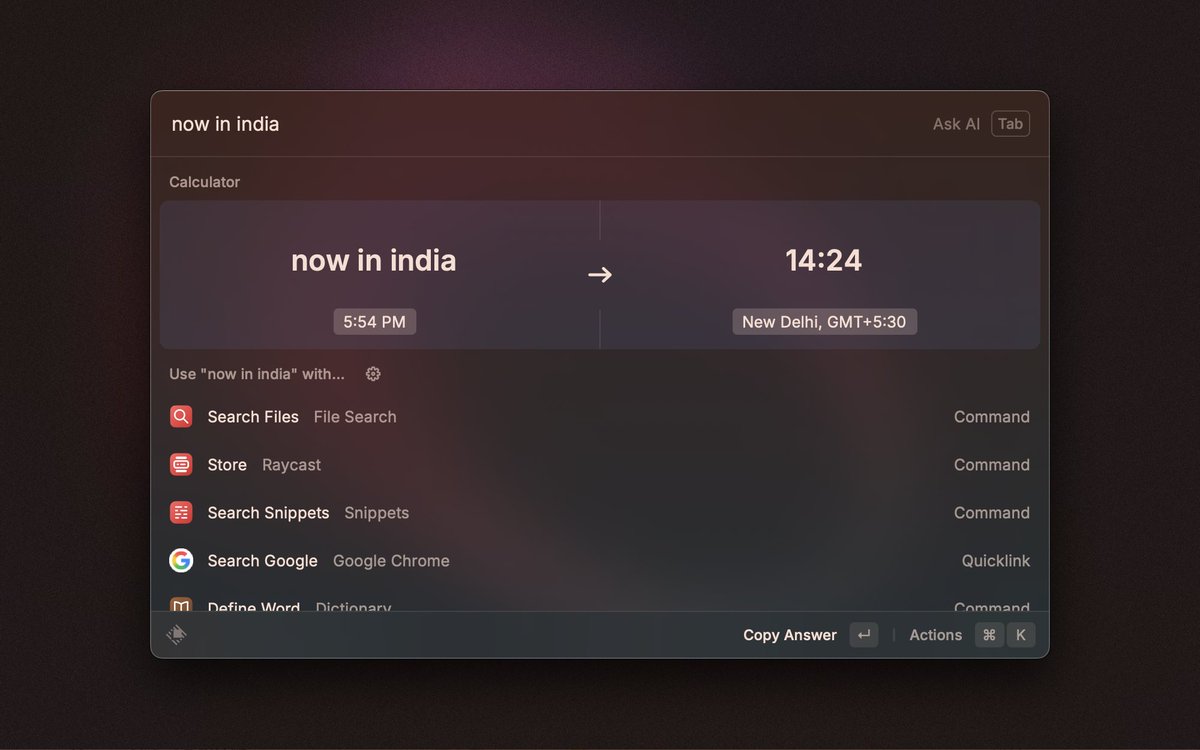 インドの取引先に連絡取りたいけど働いてる時間かなと思ったら、こんな感じでRacyastで現地時間をチェックできます