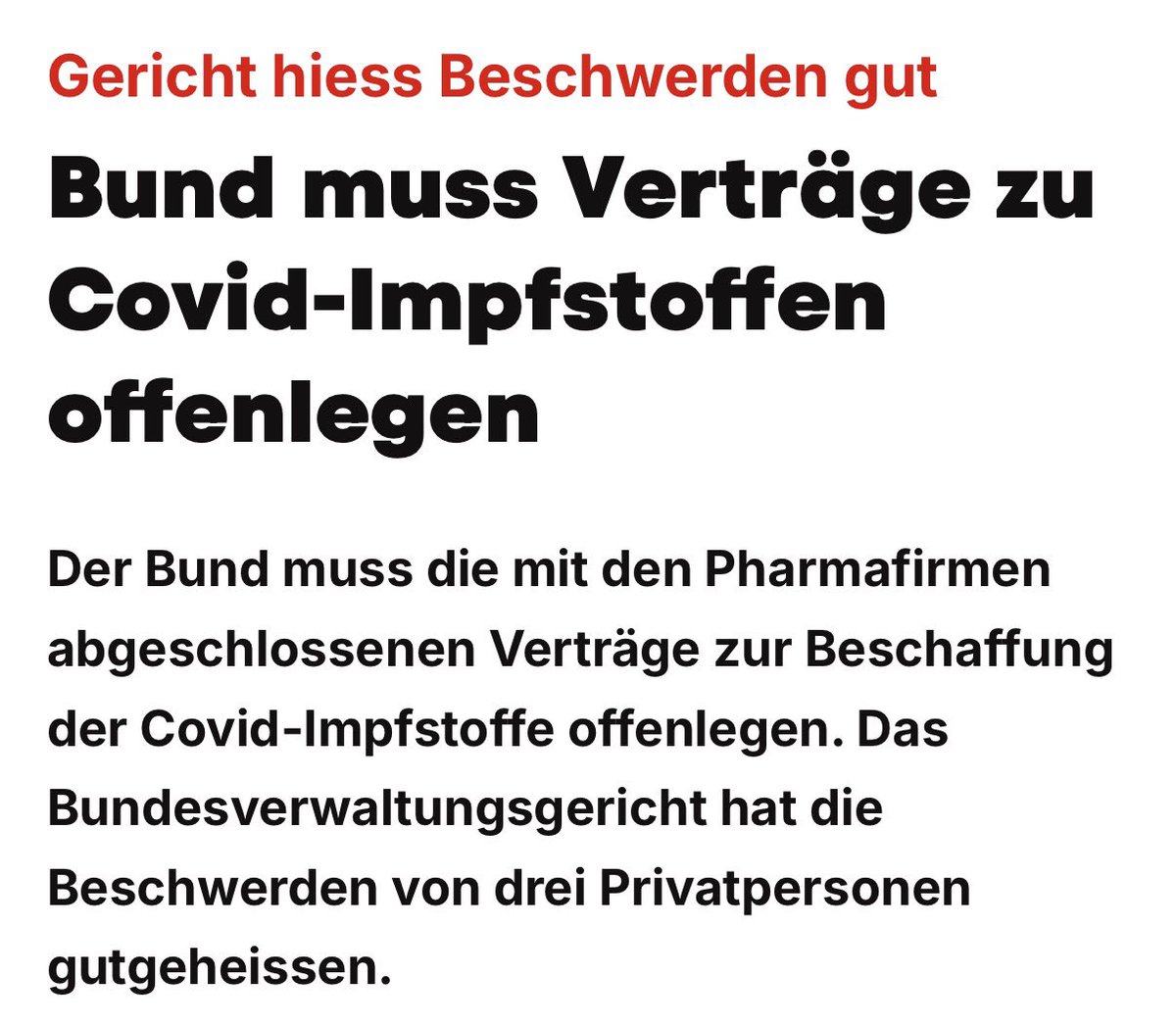 mcpolitik's tweet image. Das Bundesverwaltungsgericht zwingt den Bund jetzt zur Offenlegung der Impfstoff-Verträge – und plötzlich fällt die ganze Argumentation des BAG in sich zusammen.

Jahrelang wurde Transparenz verweigert mit Verweis auf angebliche Geheimhaltungsinteressen, internationale