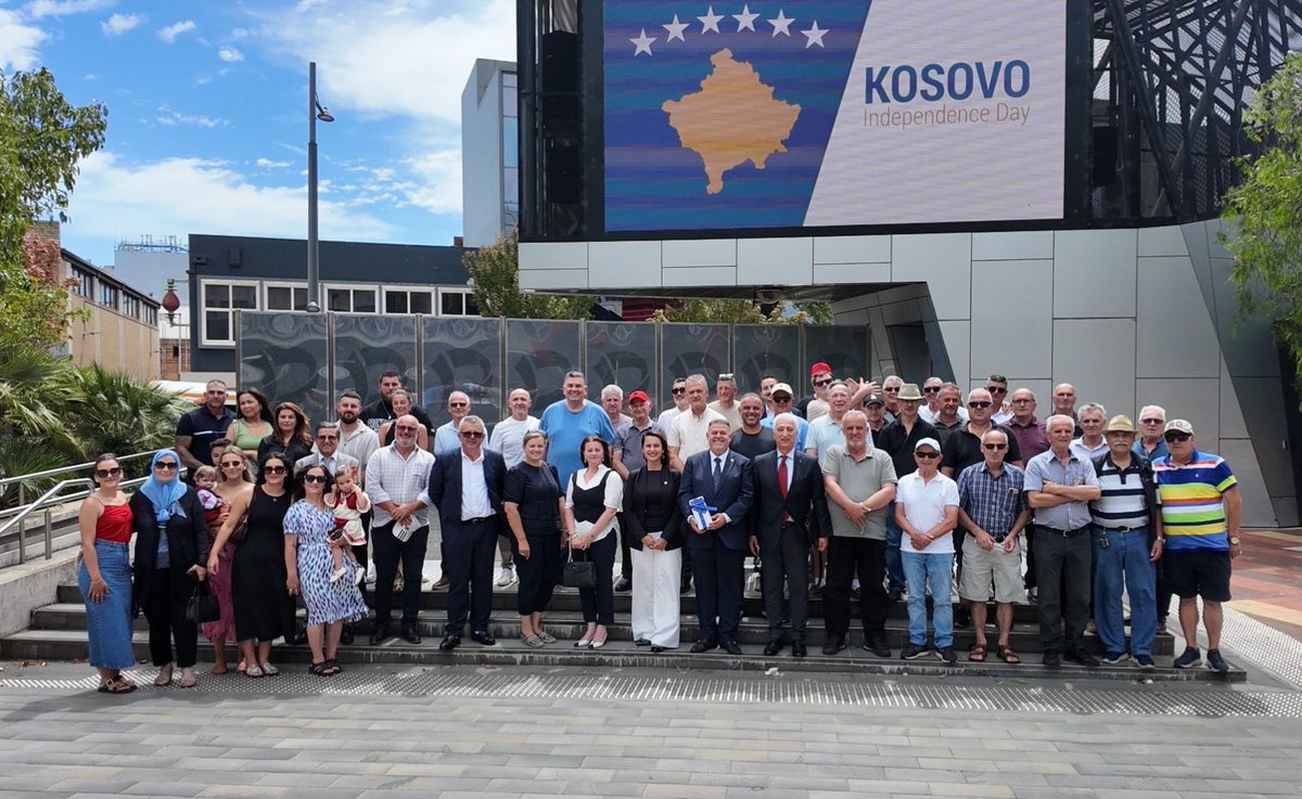 KosovoinAUS's tweet photo. Celebrating Kosovo's 18th Independence anniversary with our community in Melbourne and Dandenong, VIC 🇦🇺. As per tradition now, we paid tribute to the past and looked ahead to 🇽🇰’s promising future at a flag-raising ceremony in Federation and Harmony Square.

Happy Independence🇽🇰 https://t.co/LuDabKUIib