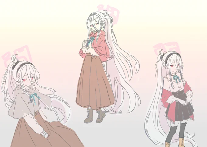 これはケイちゃんに色々な服(秋服)を着てもらったやつを白髪にしただけの再掲