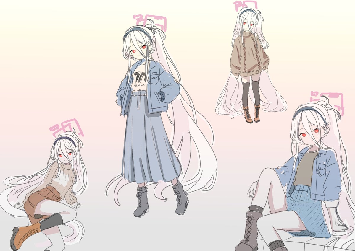 これはケイちゃんに色々な服（秋服)を着てもらったやつを白髪にしただけの再掲
