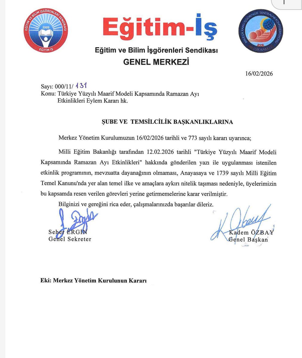 Ruhu Batıya İpotekli Güruhun Hazımsızlığı…

Millî Eğitim Bakanlığı’nın okullarda Ramazan etkinlikleri gerçekleştirilmesi kararına karşı üyelerini görev yapmamaya çağıran Eğitim-Sen ve Eğitim-İş toplumun inanç değerlerine yabancılığı bir üst perdeye taşıdı. Her zaman yaptıkları