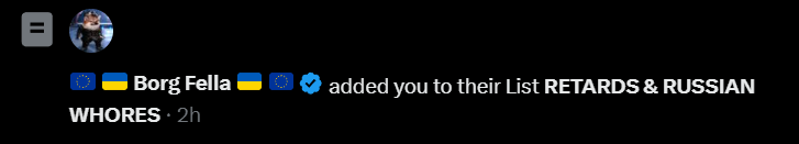 being a russian whore for nafocucks is when you say there is natsocs on the ukrainian side and it's a good thing