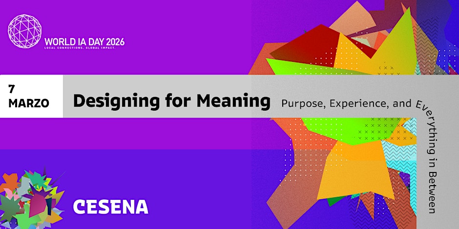 WIAD 2026 - Cesena
Il tema 2026 è "Designing for meaning - Purpose, Experience, and Everything in Between”

#Designing #meaning #Purpose #experience 

 eventbrite.it/e/biglietti-wi… <a href="/eventbritehelp/">Eventbrite Help</a>