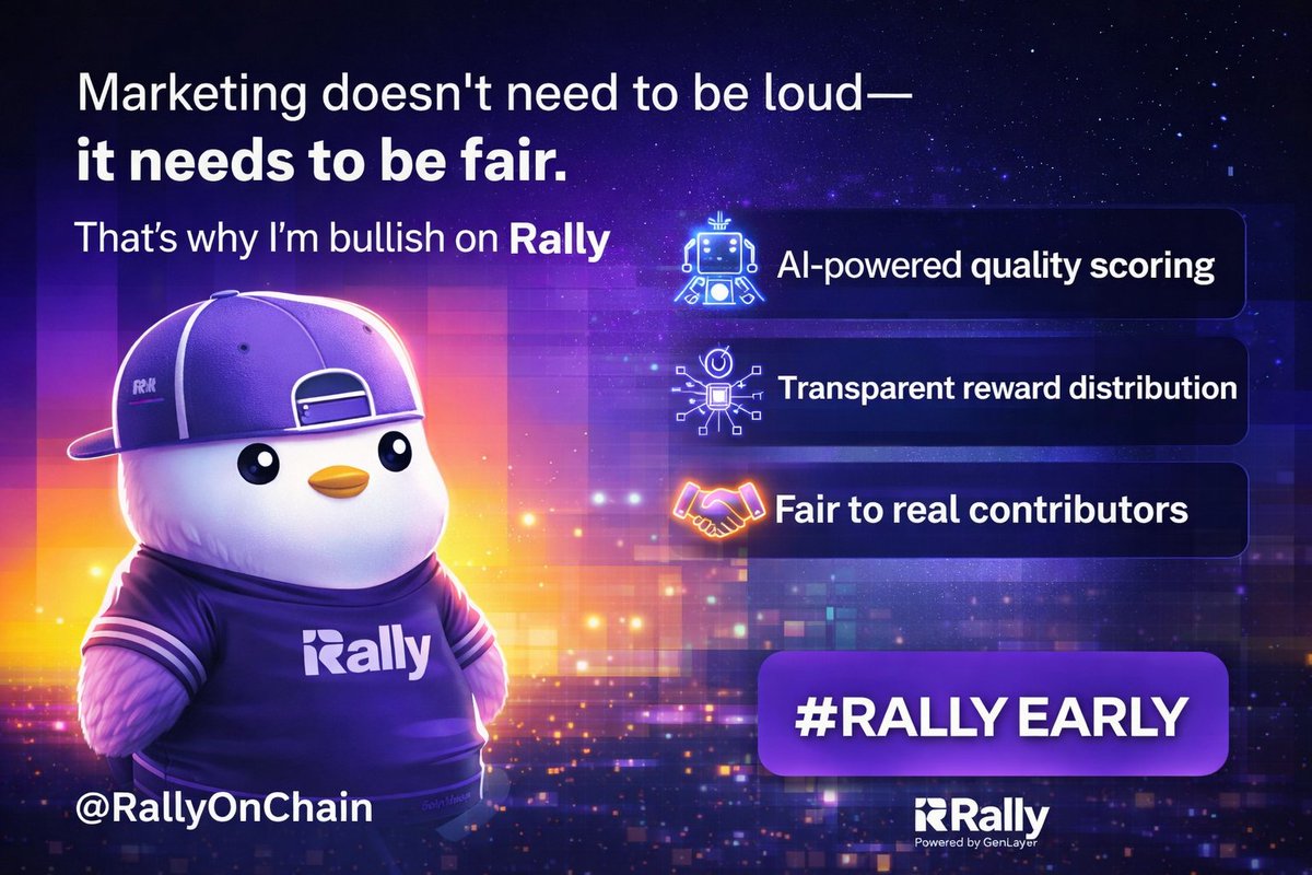 Marketing has been loud for years 
but rarely fair.

Too many platforms reward volume over value,
noise over signal,
bots over builders.
That’s why Rally stands out to me.

Rally isn’t asking how much you can post.
It’s asking how well you can think.
An AI powered quality scoring