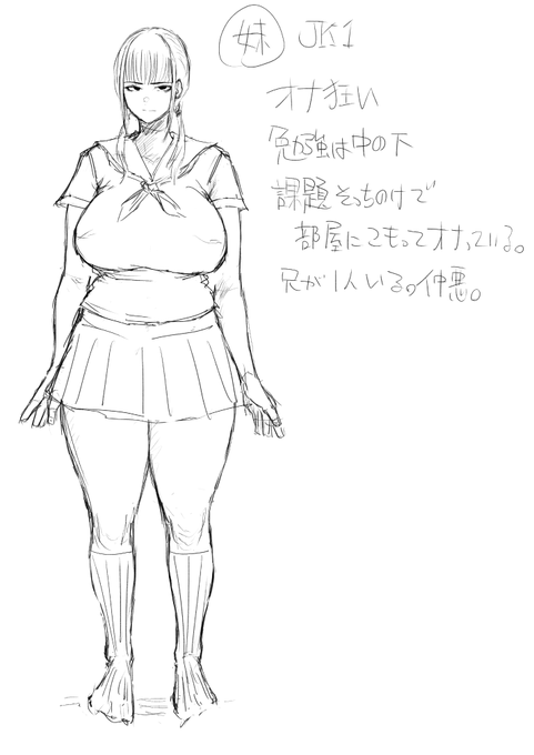 ろくに設定詰めずに勢いで漫画制作してるので次回か次々回のために立ち絵。
こんな妹いかがですか。 