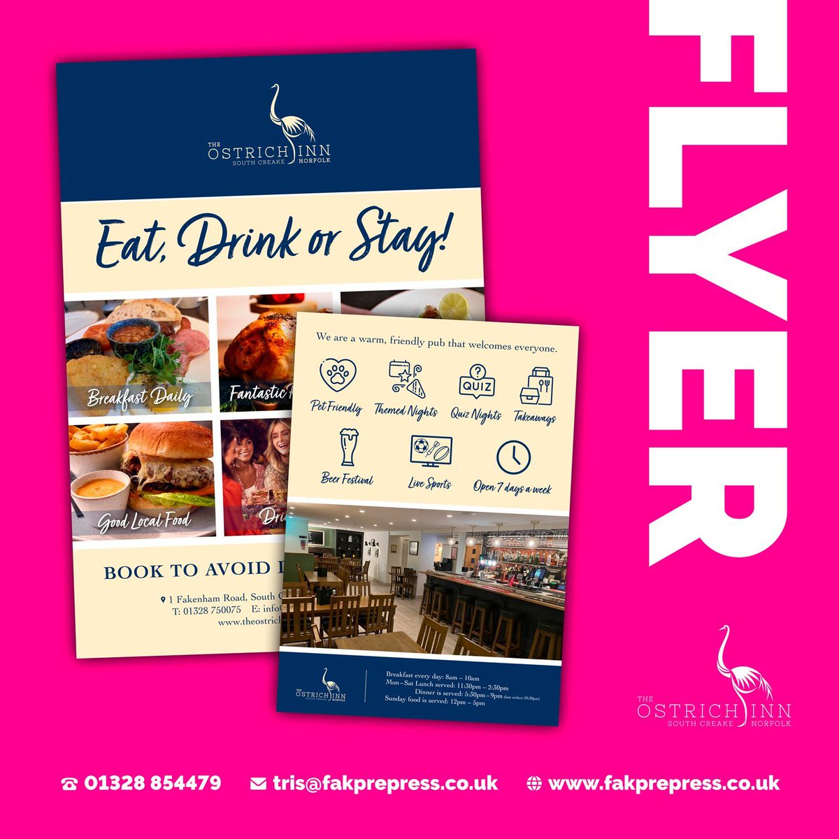 We've designed and printed a 𝐍𝐄𝐖 𝐅𝐋𝐘𝐄𝐑 for The Ostrich Inn, South Creake 🗞️

#webdesign #websitedevelopment #smallbusinesssupport #digitalmarketing #onlinepresence #norfolkbusiness #norfolkweb #supportlocalnorfolk