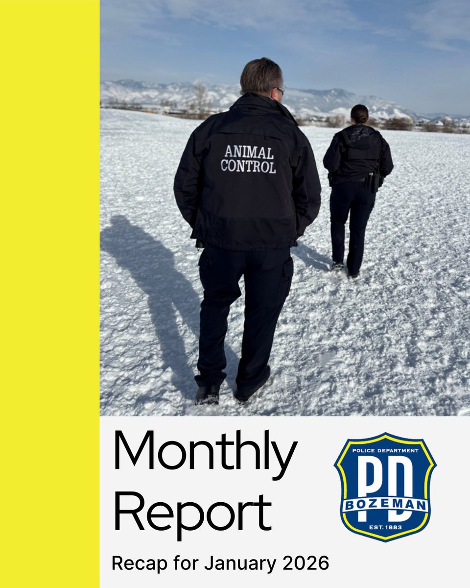 January was a great start to 2026! We swore in new officers, ran trainings, and investigated DUIs. This report also discusses the complex path toward becoming a BPD officer, from the first application to the last day of probation. Read up on our work at bozemanpolice.com/reports.