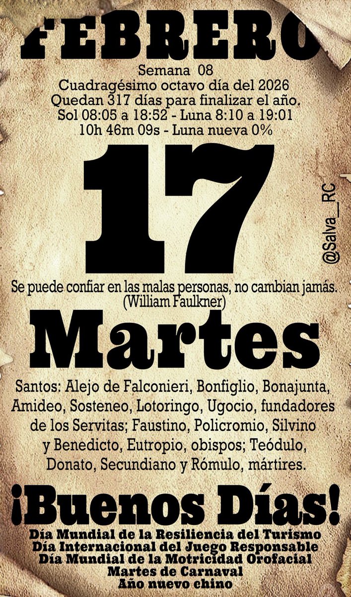 La hoja del almanaque hoy