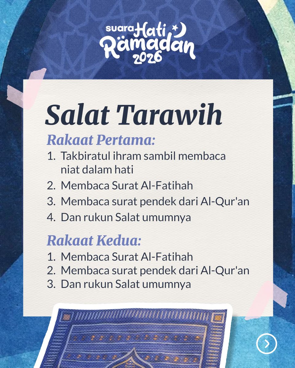 suaradotcom's tweet photo. Sahabat Suara, biar nggak bingung pas Ramadan, simpan dulu tata cara sholat tarawih dan witir ini.

Muhammadiyah siap sholat tarawih malam ini?

#DariSuaraTurunKeHati #Tarawih #Witir #Ramadan #Puasa

DG https://t.co/9mRVzsaUXm