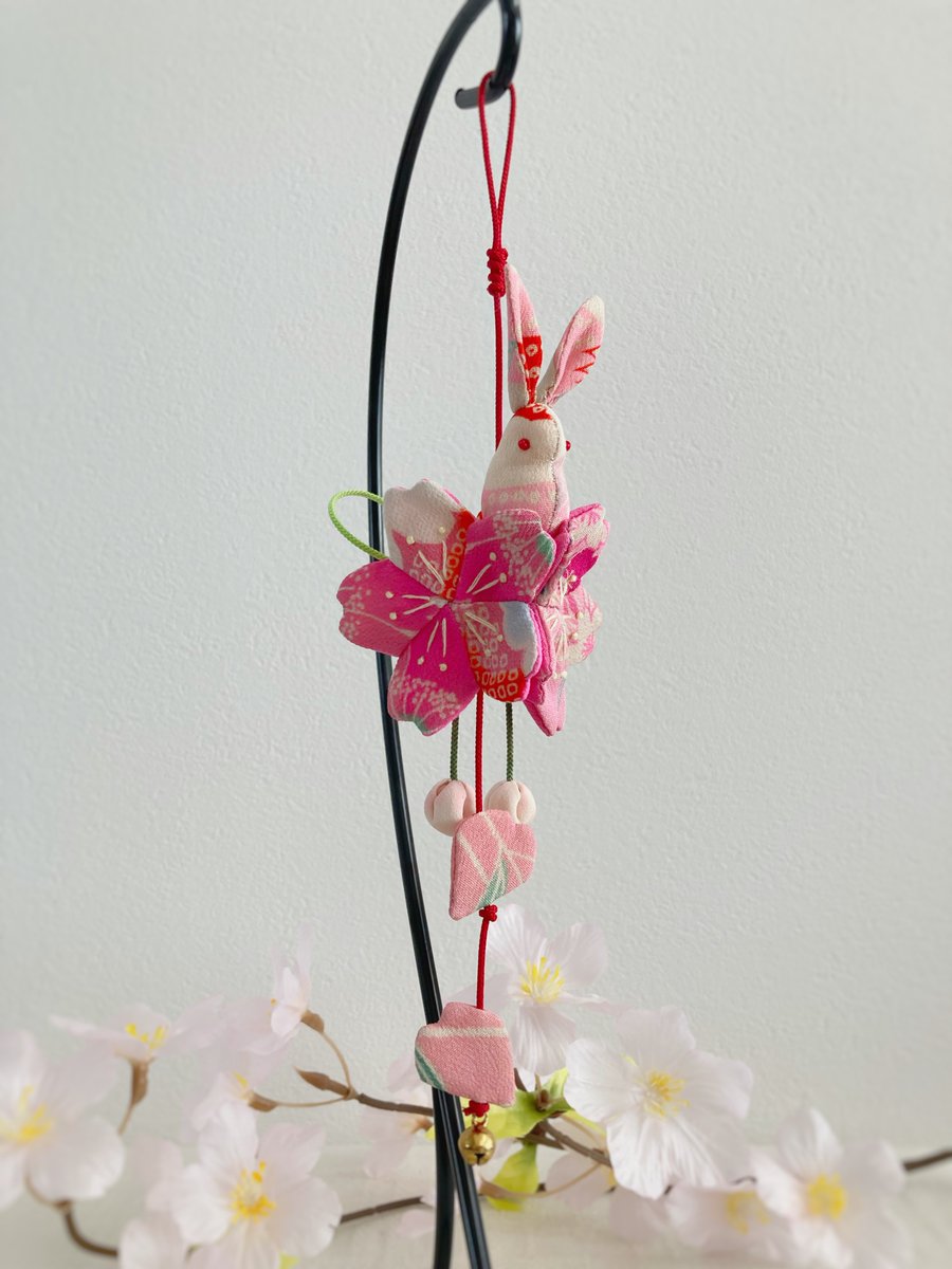 大好きな桜とうさぎさん 吊るし飾りにしてみました かわいく仕上がり