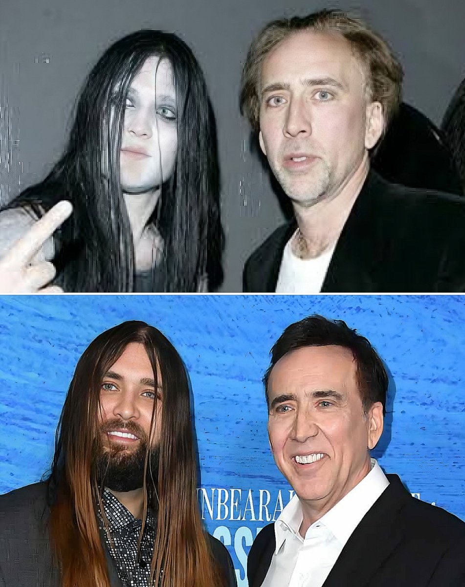 Nicolas Cage with his son, Weston Cage, then and now.
