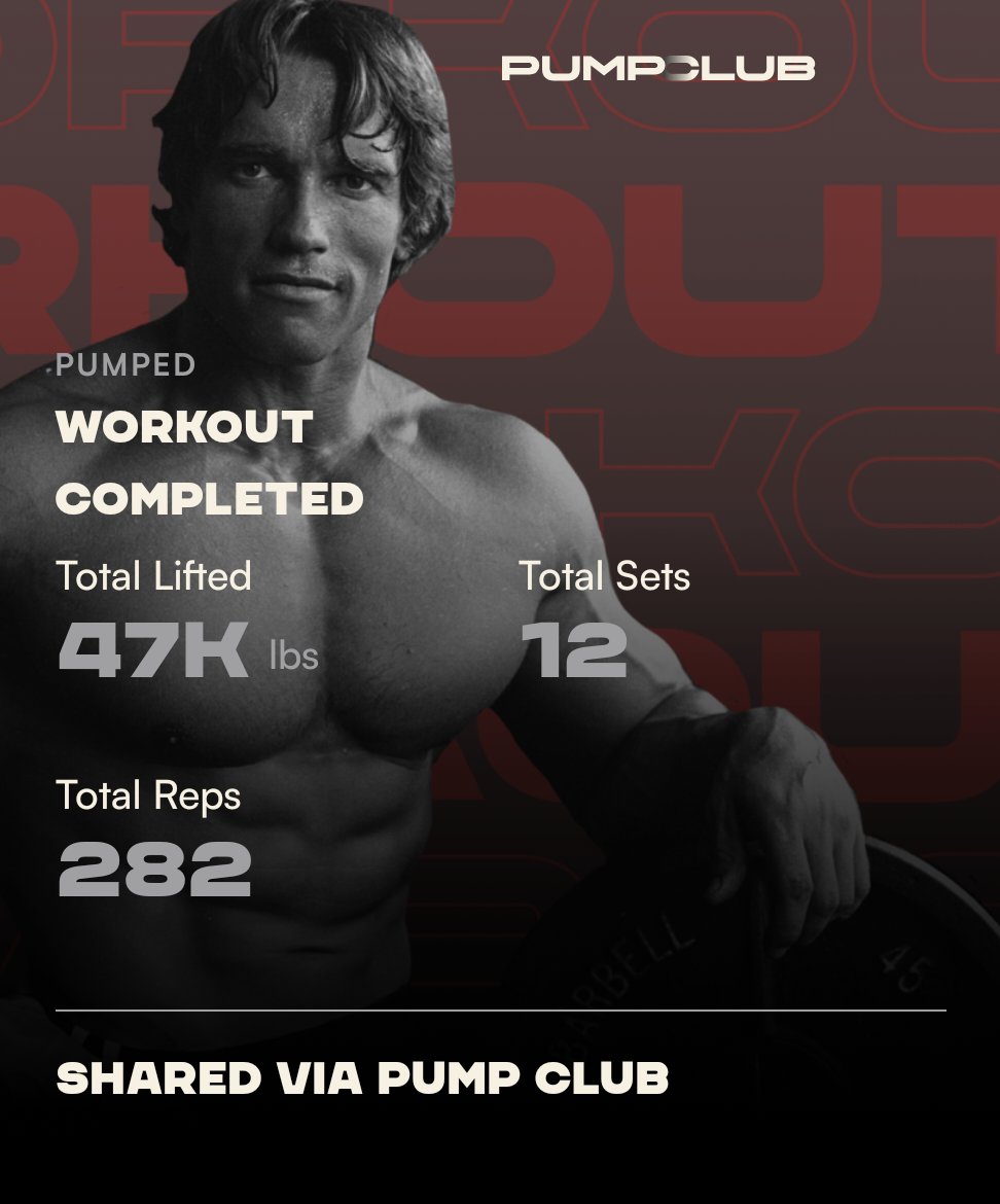 47,000 lbs to start my day. Gotta love leg press and the obscene amount of weight you can push! Get Pumped!!!
<a href="/Schwarzenegger/">Arnold Schwarzenegger</a> <a href="/BornFitness/">Adam Bornstein</a> <a href="/ketch/">Daniel Ketchell</a> #PumpClub