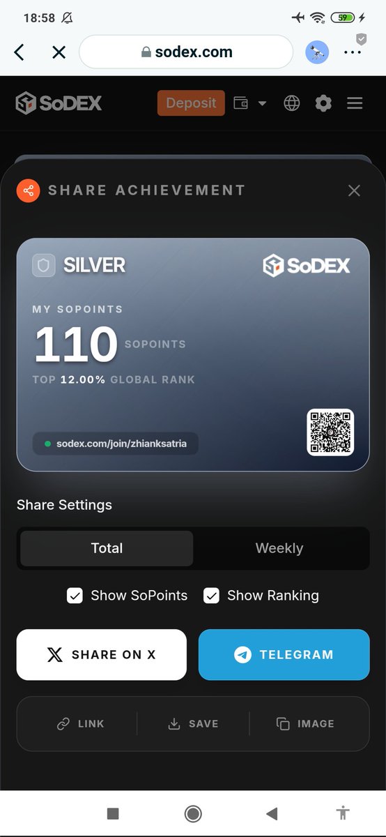 zhianksatria's tweet image. Start from 1 point, This is remarkable progress. We still have 20 more stages to go (estimated). Prepare your energy and strategize. It's not about who's the highest, but everyone is a winner. Every SoPoint will generate airdrops. 

ZHIANKSATRIA
#SoDEX #SoPoint