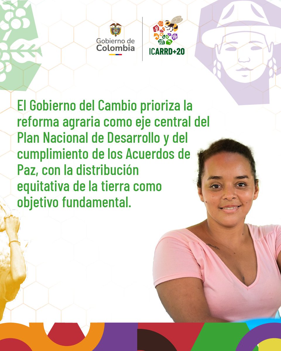 CancilleriaCol's tweet photo. La #ICARRD20 🐝 es una conversación global sobre la tierra y el futuro 🌱.

En Cartagena se dialogará sobre concentración de tierras, hambre, crisis climática y desigualdad ⚖️🌍, con la participación de gobiernos, organizaciones internacionales, pueblos indígenas y sociedad civil 🤝.

📍 24–28 de febrero
#TierraParaLaVida #RevoluciónPorLaVida