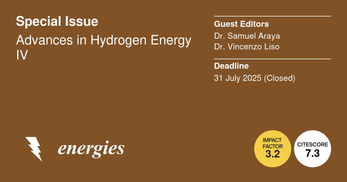 energies_mdpi's tweet photo. 📚 #CallForReading We invite you to read Special Issue "Advances in #Hydrogen #Energy IV".
👉 https://t.co/Qu5KKtaYzh
#FuelCells #Electrolysis #Catalysis #HydrogenStorage #HydrogenTransportation #ElectroFuels #Control #Diagnostics
#mdpienergies #openaccess https://t.co/BQNjwjuagd